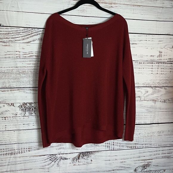 Lafayette 148 New York Sweater Womens Oversized scarlet Wool Knit New burgundy - Picture 4 of 10